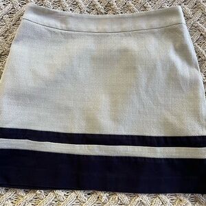 Ann Taylor LOFT Linen Blend Skirt Petite Size 6P Navy Oatmeal